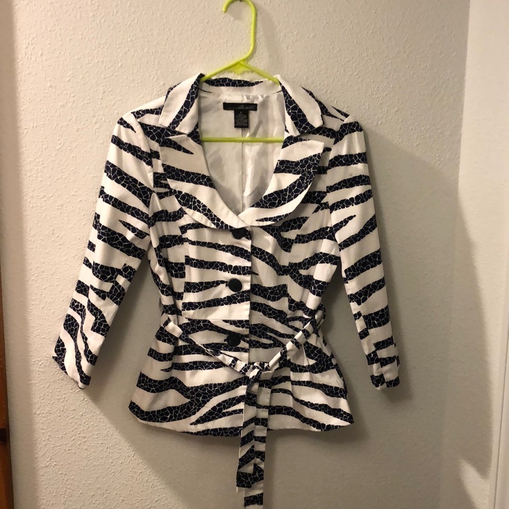 Willi Smith Lined Button Up Belted Jacket - image 1